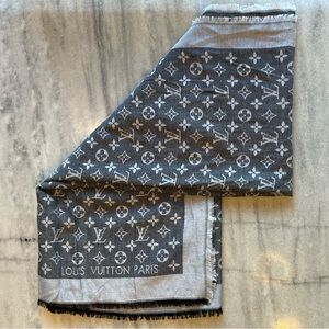 LOUIS VUITTON Monogram Shawl/Scarf (Black/Gray) *** MUST SEE ***